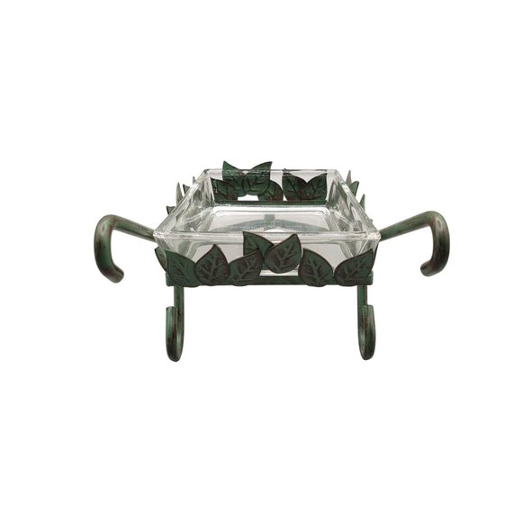 PartyLite Garden Cart Pillar Candle Holder P7482 Two Pieces Glass Tray - Picture 5 of 9